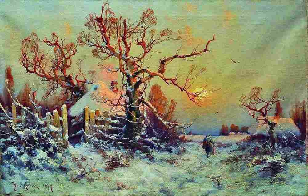 klever julius winter evening the village Art A4 Photo Print