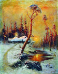 klever julius winter landscape with pines Art A4 Photo Print