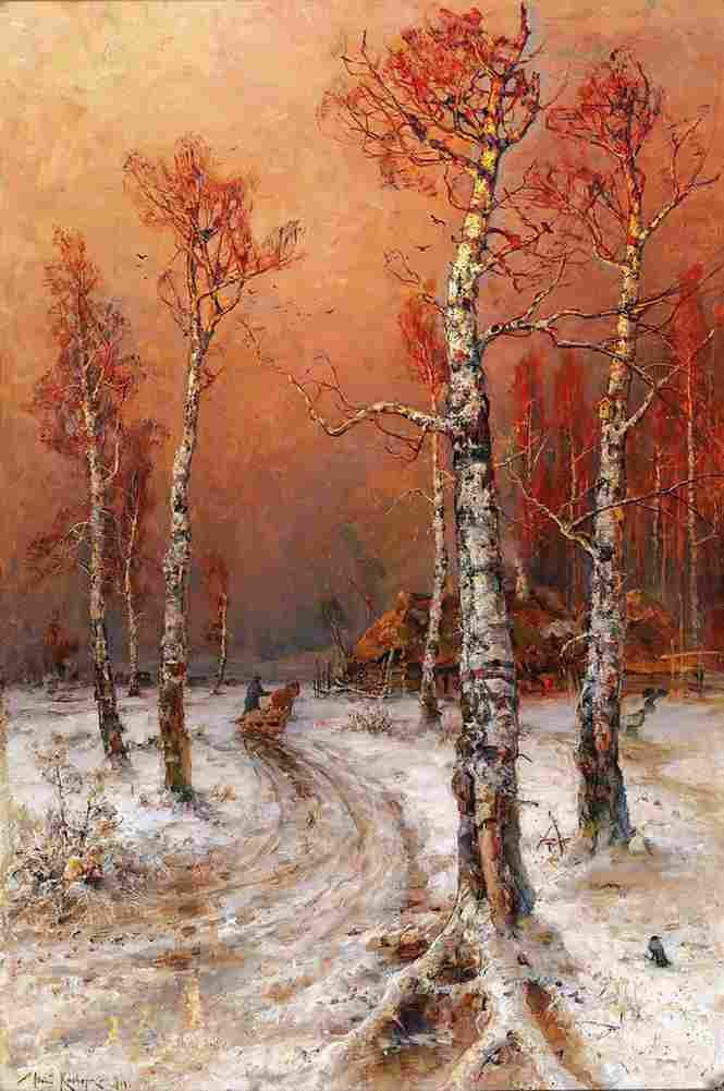 klever julius winter mood with rooks Art A4 Photo Print