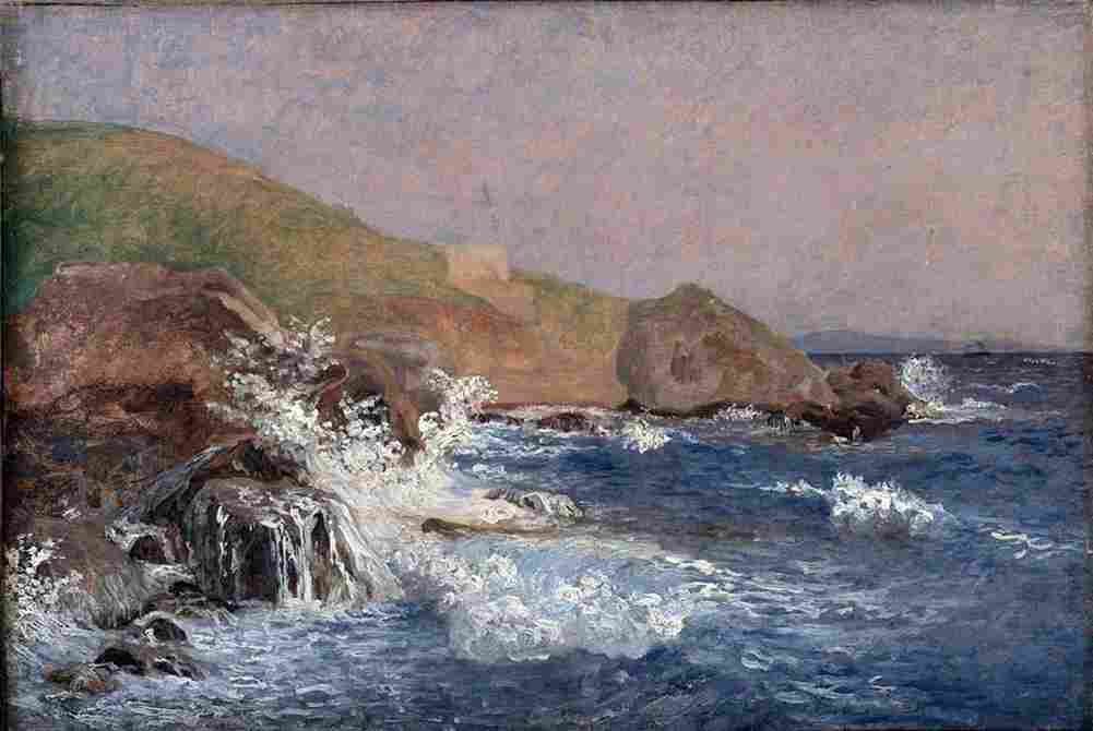 kobke Rough Sea on a Rocky Coast Art A4 Photo Print