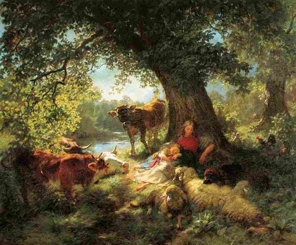 koller rudolf afternoon rest Art A4 Photo Print
