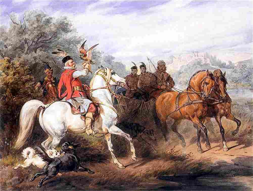 koss Out Hunting with a Falcon Art A4 Photo Print
