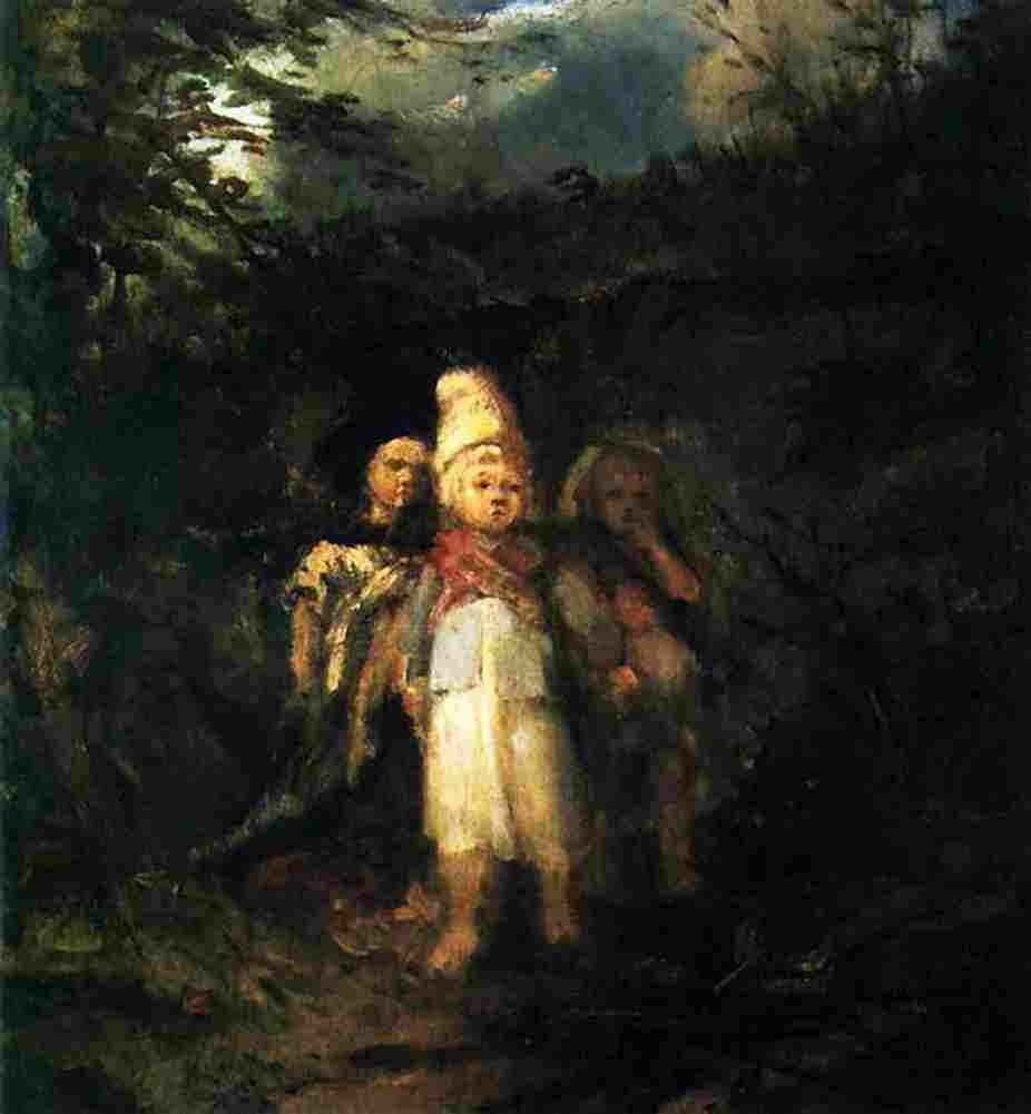 kot Children in the Forest Art A4 Photo Print