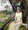 kroh Young Woman on a Bench Art A4 Photo Print