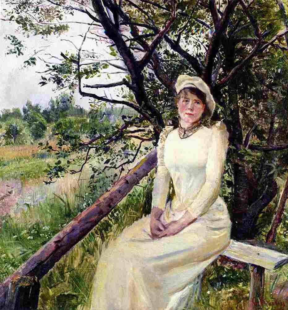 kroh Young Woman on a Bench Art A4 Photo Print