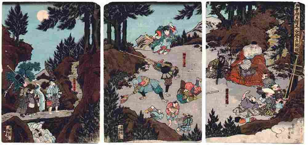 kunisada Ushiwaka maru Training with the Tengu Art A4 Photo Print