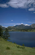 lake mountains peaks Vintage A4 Photo Print