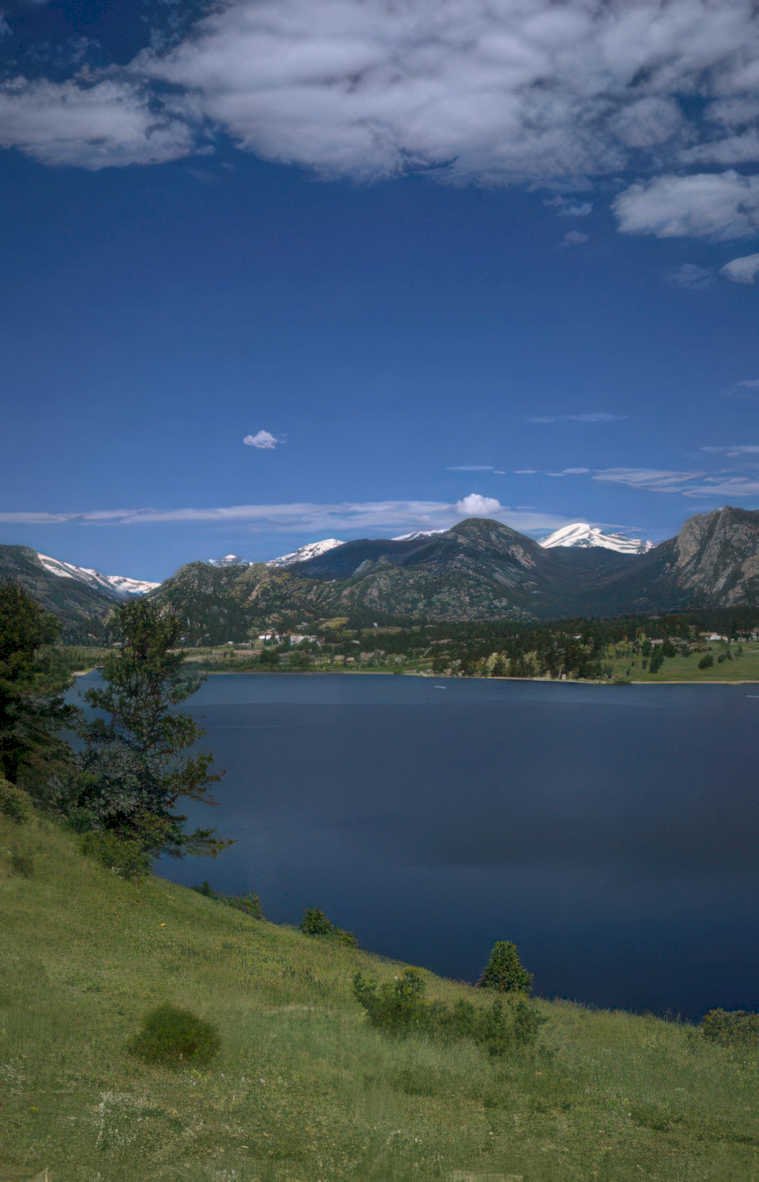 lake mountains peaks Vintage A4 Photo Print