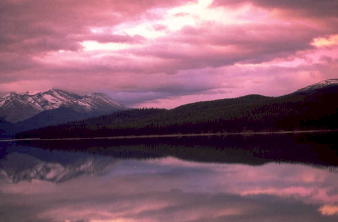 lake reflection sunset 1980s 1990s A4 Photo Print