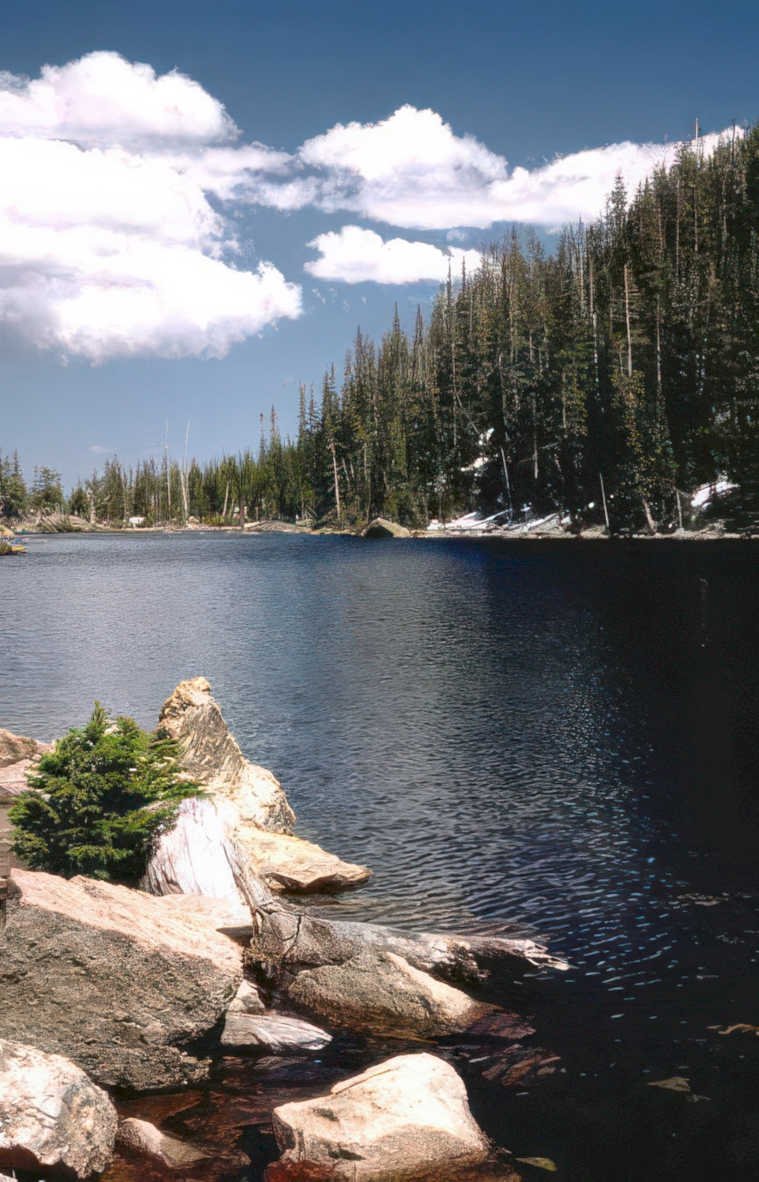 lake serene rocks Vintage A4 Photo Print
