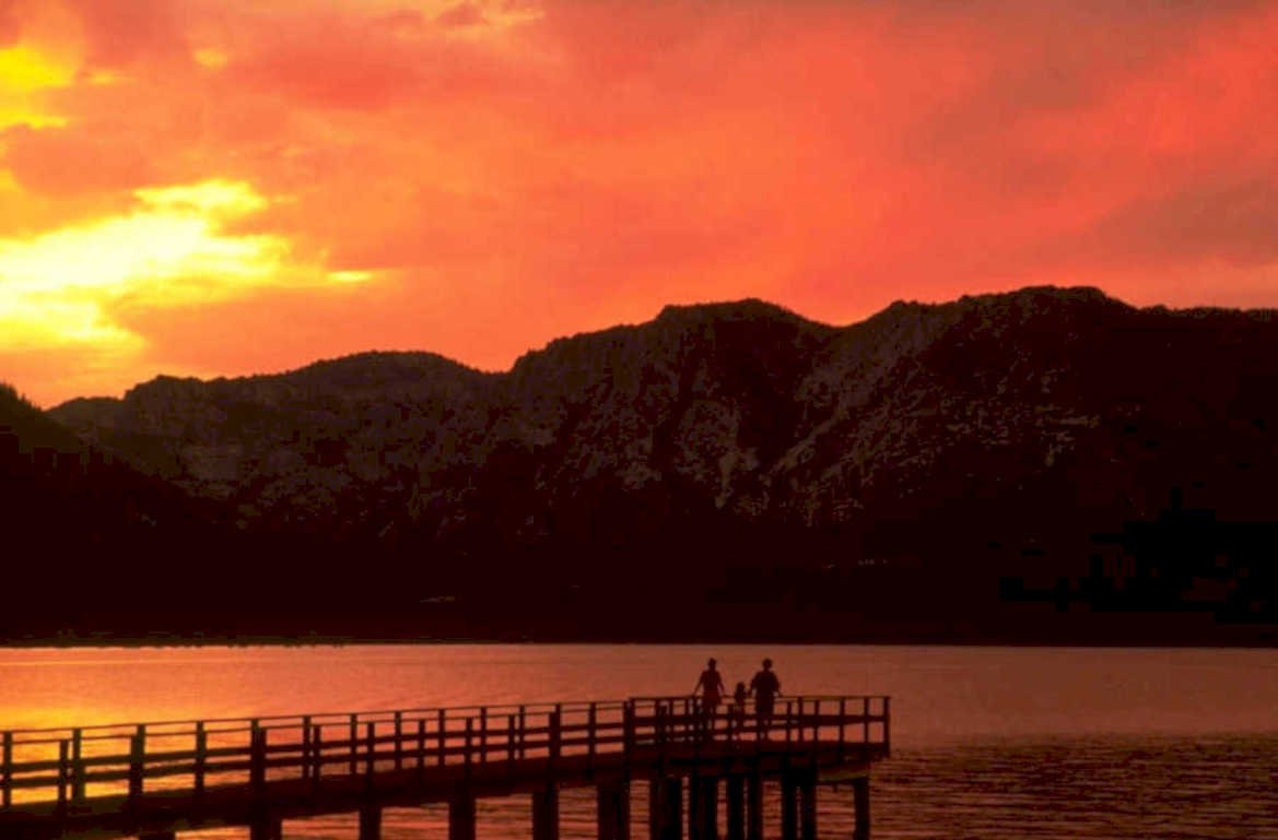 lake serenity sunset 1980s 1990s A4 Photo Print