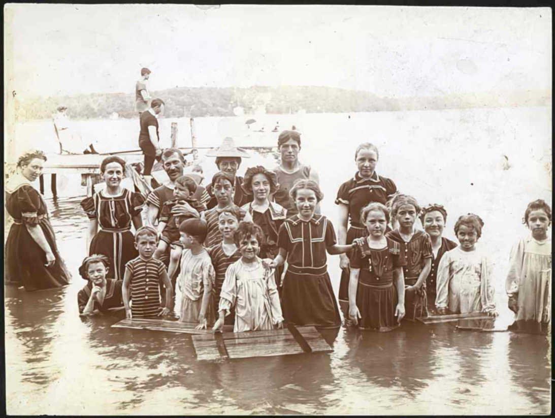 lake summer swim Vintage world war A4 Photo Print