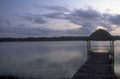 lake sunset dock 1980s 1990s A4 Photo Print