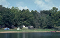 lakefront camping tents Vintage A4 Photo Print