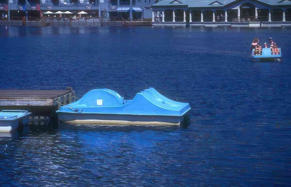 lakefront pedalo boats A4 Photo Print
