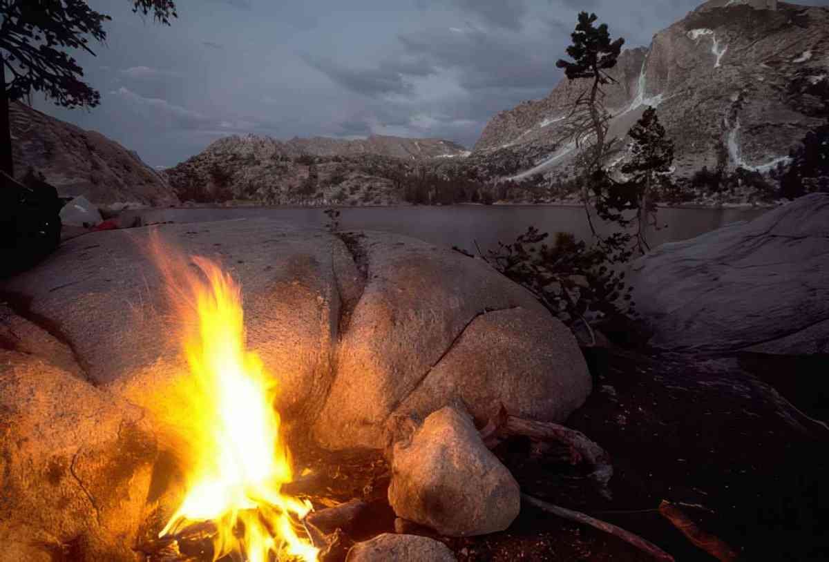 lakehelencampfirenight A4 Photo Print