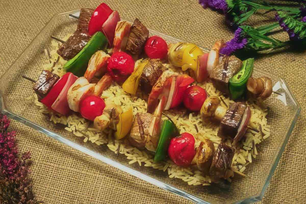 lamb kebabs rice A4 Photo Print