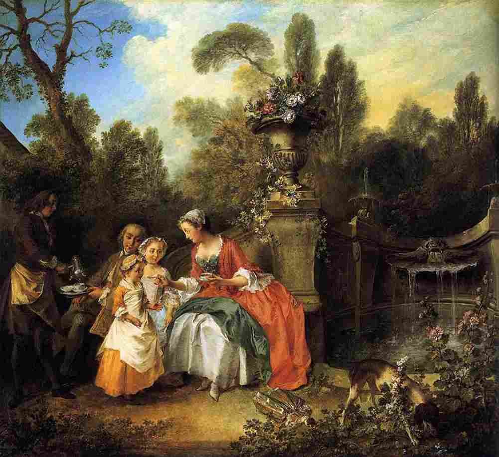 lanc Lady and Gentleman with two Girls and a Servant Art A4 Photo Print