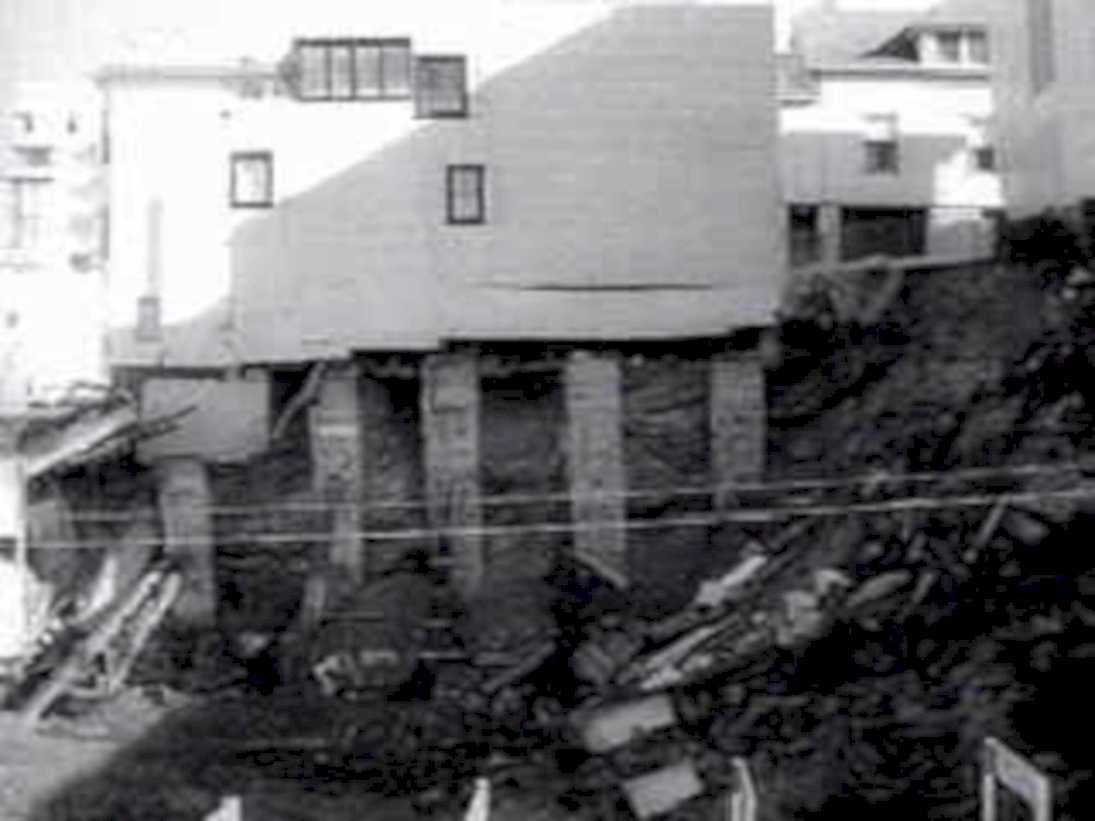 landslide building damage1980s 1990s A4 Photo Print
