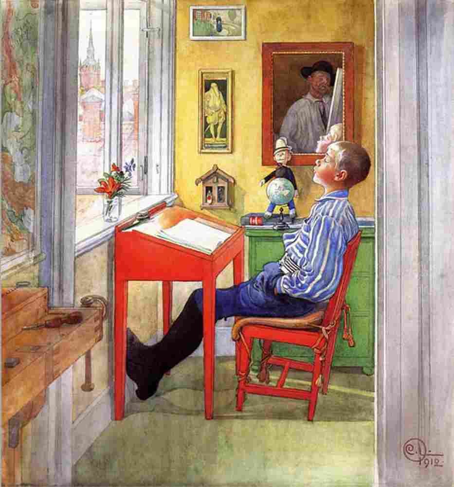lars Esbjorn Doing his Homework Art A4 Photo Print