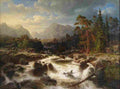 larson marcus river landscape with figures and mills Art A4 Photo Print