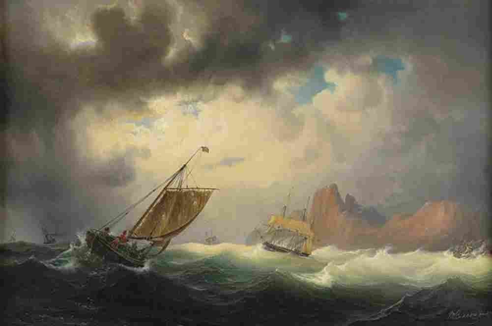 larson marcus ship on stormy sea Art A4 Photo Print