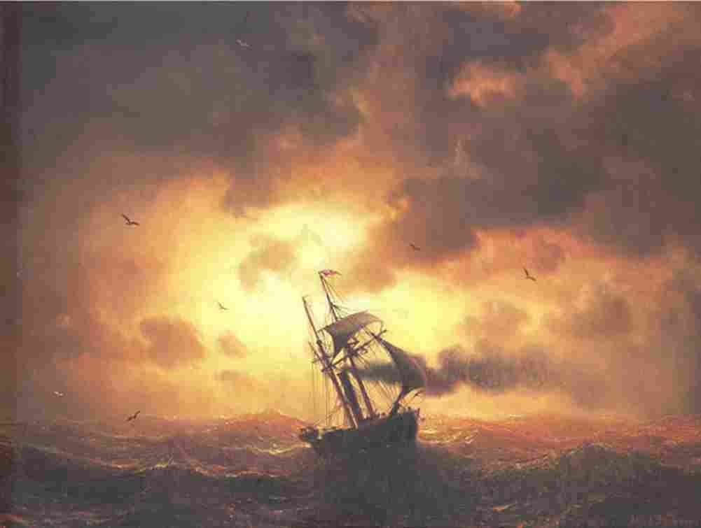larson marcus steamship in sunset Art A4 Photo Print