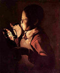 lat Boy Blows into a Lamp Art A4 Photo Print