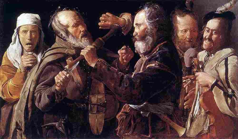 lat Quarrelling Musicians Art A4 Photo Print