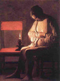 lat Woman Catching Fleas Art A4 Photo Print