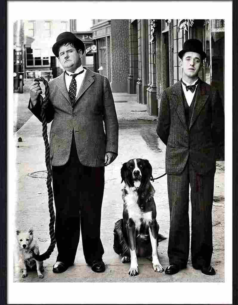 laurel and hardy with dogs Advert A4 Photo Print