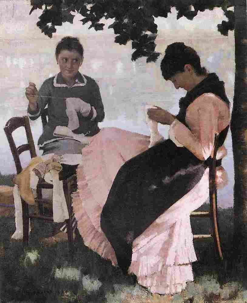 lav Sewing in the Shade Art A4 Photo Print