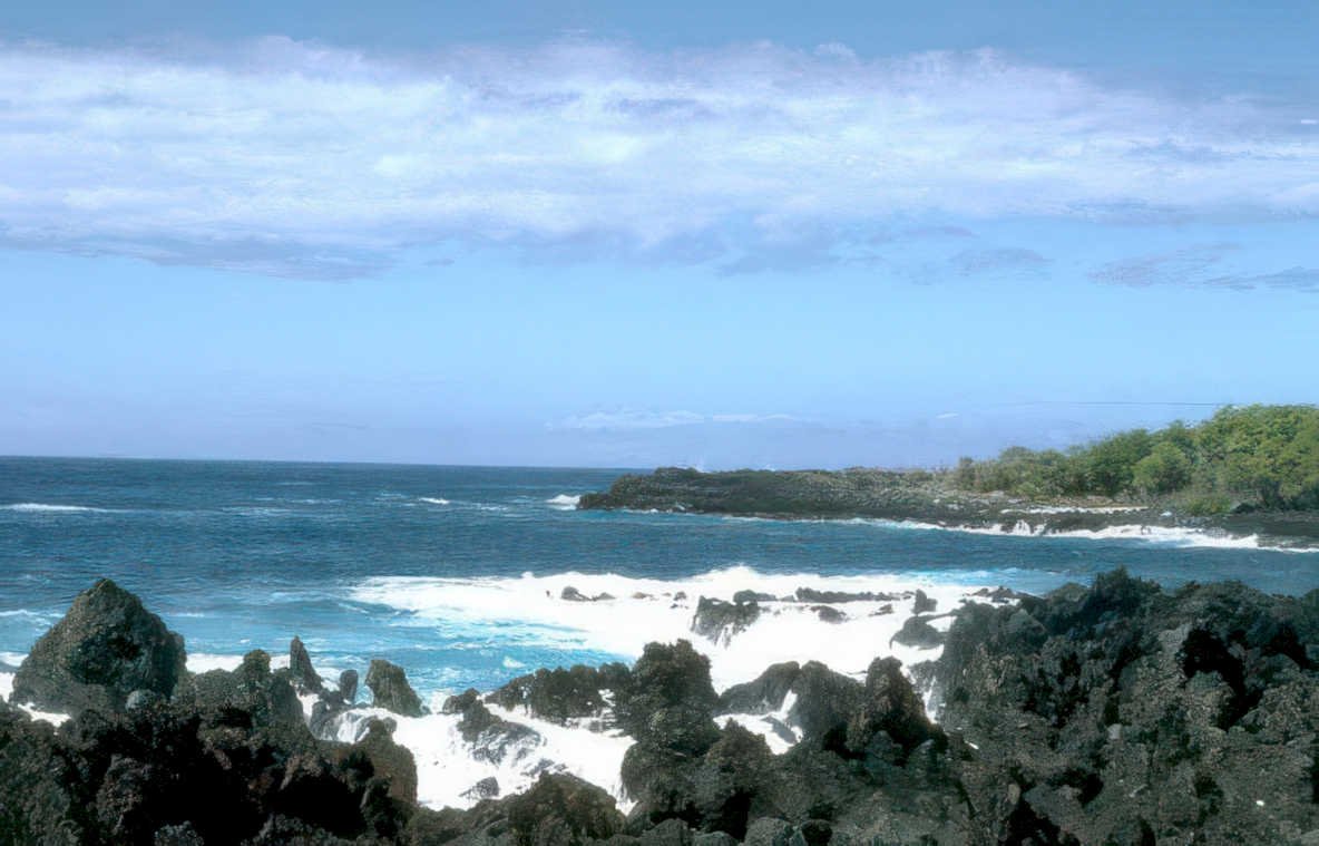 lava ocean rocks Vintage A4 Photo Print