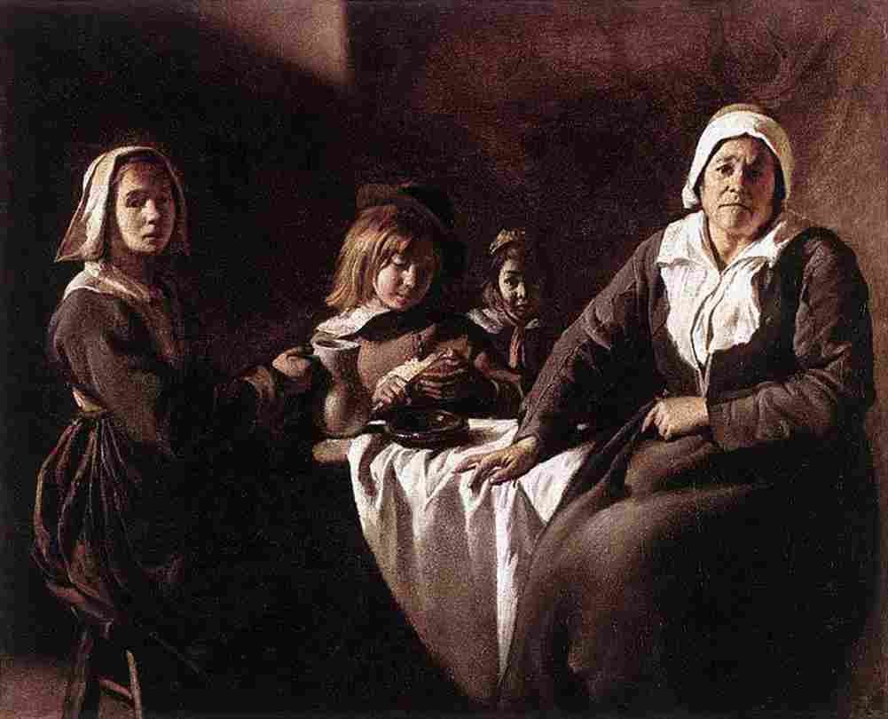 le nain brothers four figures at table Art A4 Photo Print