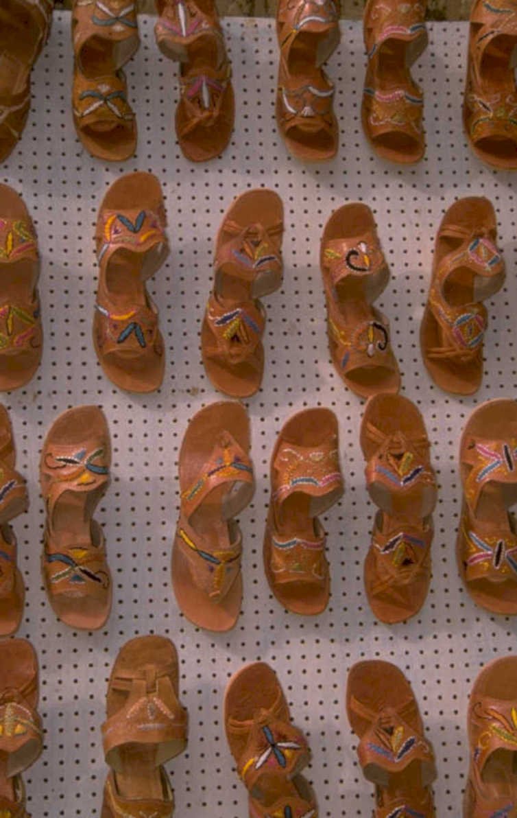 leather sandals beadwork 1980s 1990s A4 Photo Print
