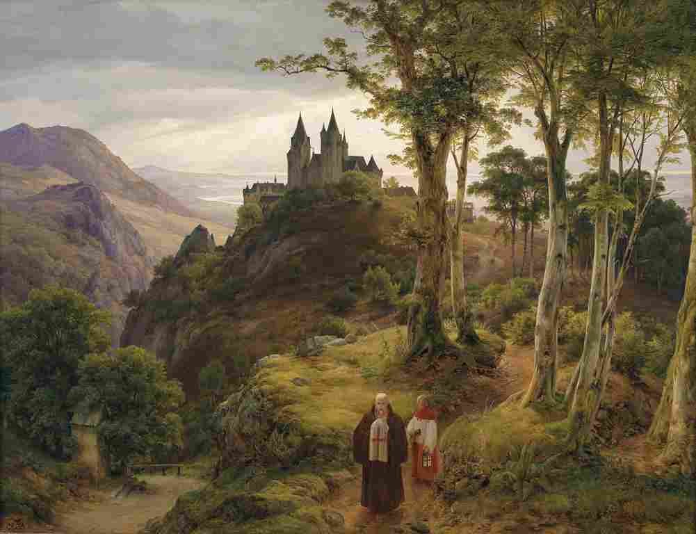 lessing landscape with monastery Art A4 Photo Print