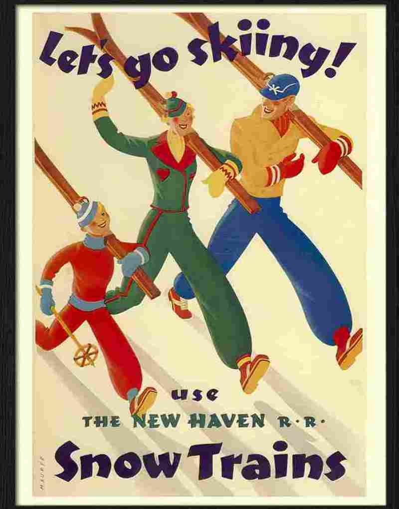 lets go skiing maurer poster Advert A4 Photo Print