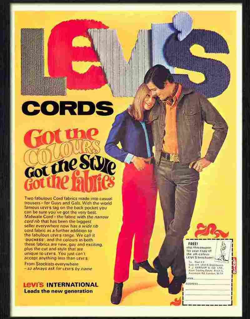 levis cords 1960s Advert A4 Photo Print