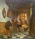 leys henri animated interior with dog Art A4 Photo Print