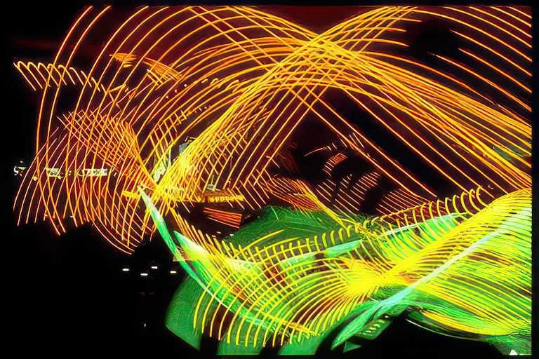 light painting airplane Vintage A4 Photo Print
