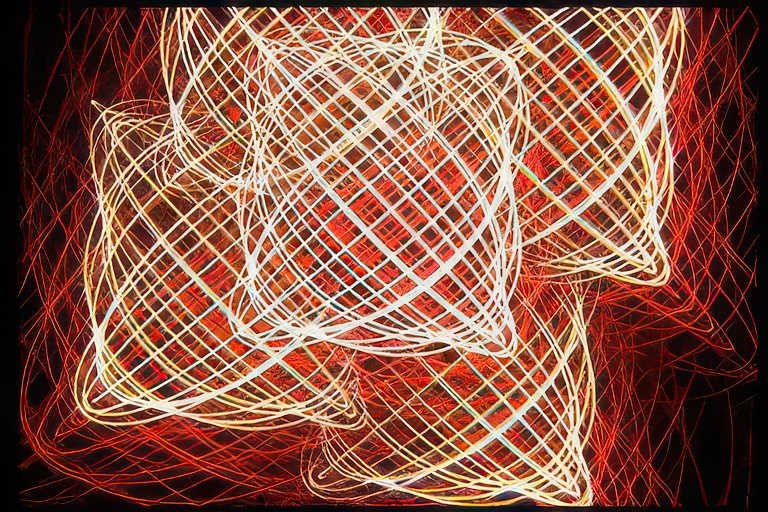 lightpainting cube redwhite Vintage A4 Photo Print