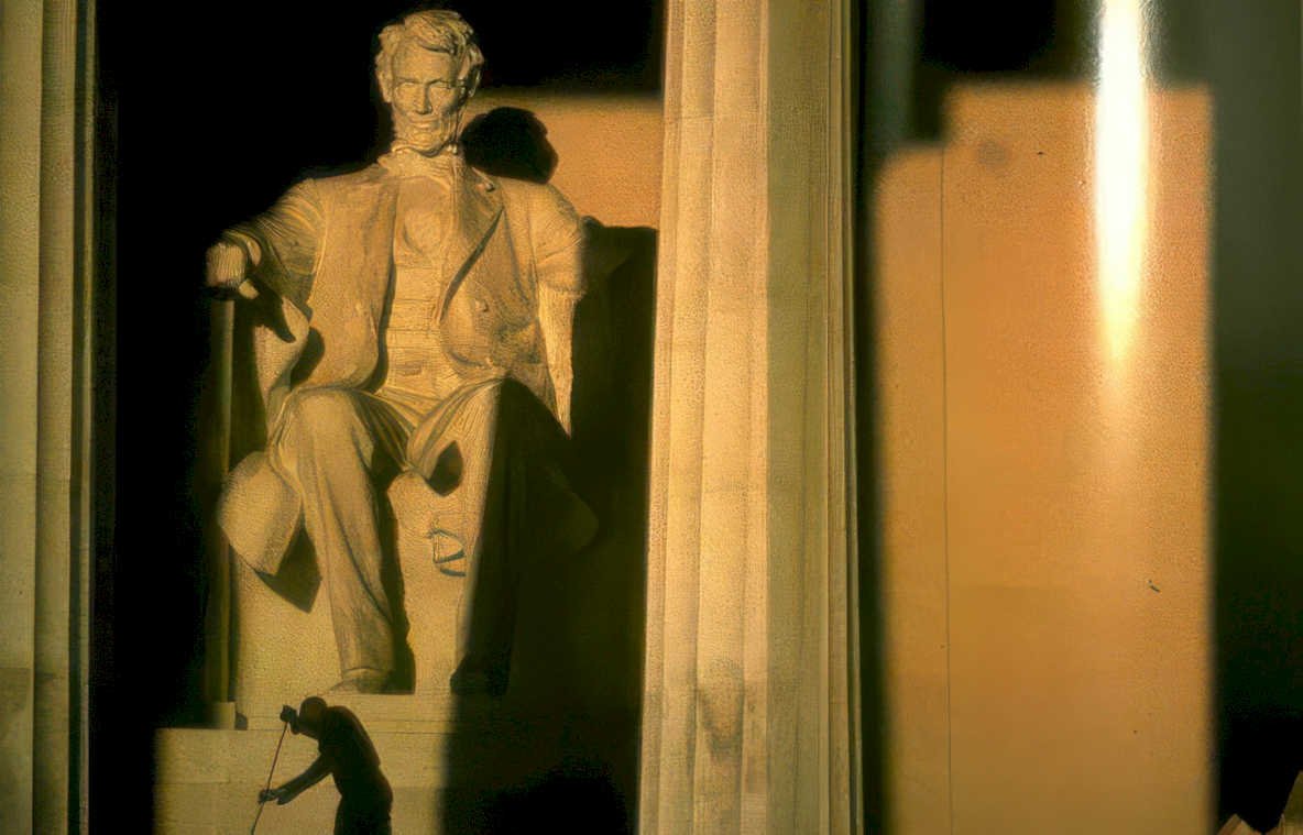 lincoln memorial shadow Vintage A4 Photo Print