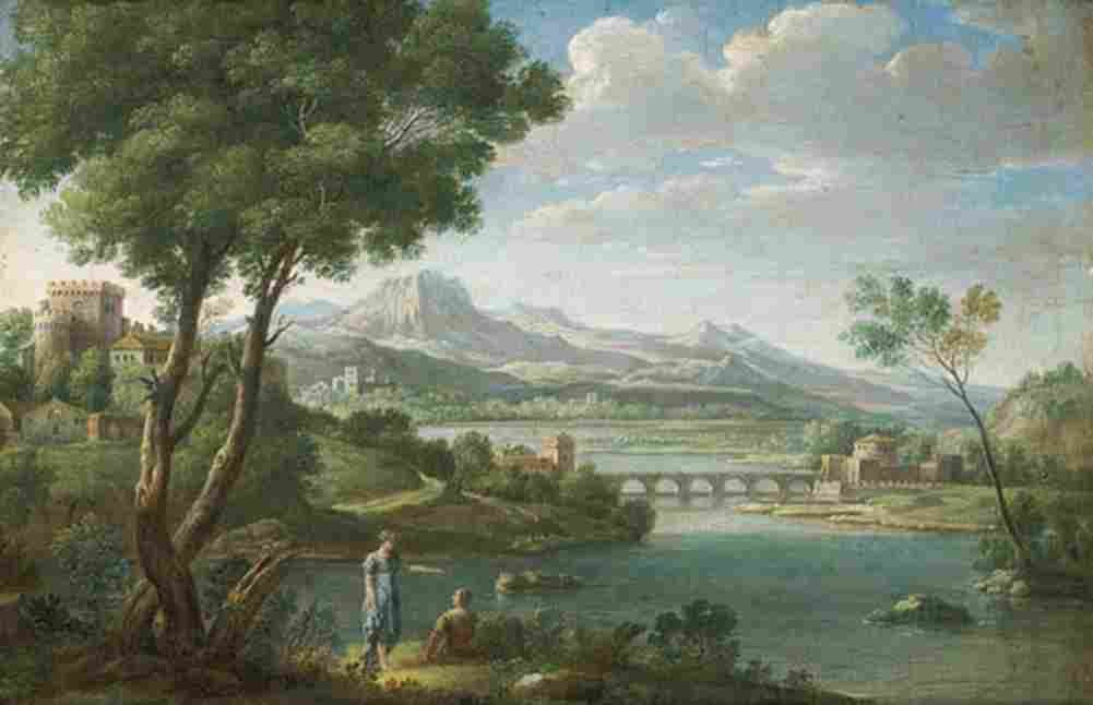 lint italianate landscape with figures resting Art A4 Photo Print