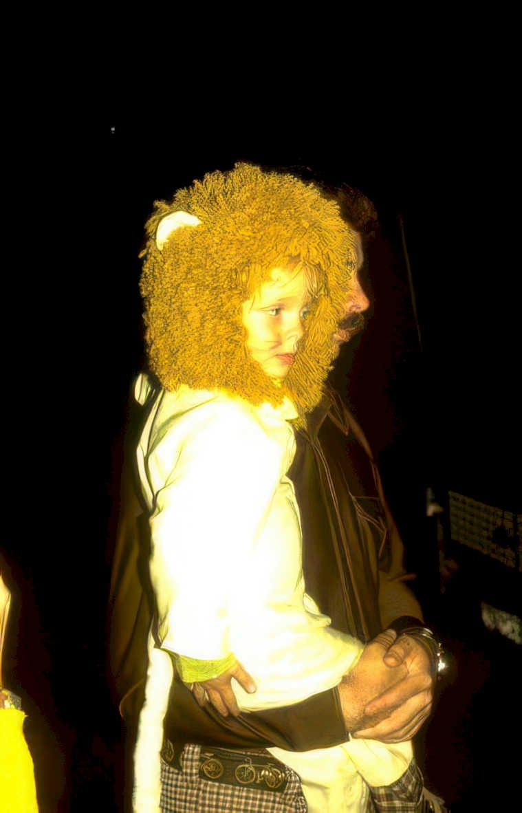 lion boy night Vintage A4 Photo Print