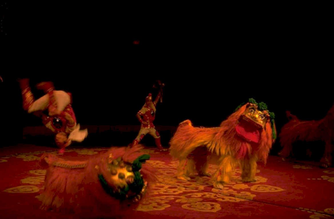 lion dance redgold 1980s 1990s A4 Photo Print