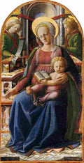 lippi madonna and child enthroned with two angels Art A4 Photo Print