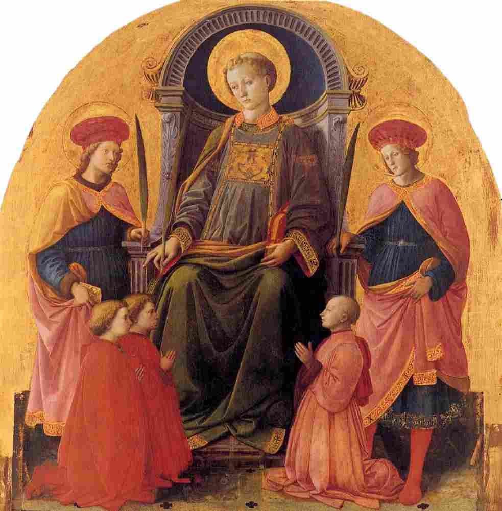 lippi saint lawrence enthroned with saints and donors Art A4 Photo Print