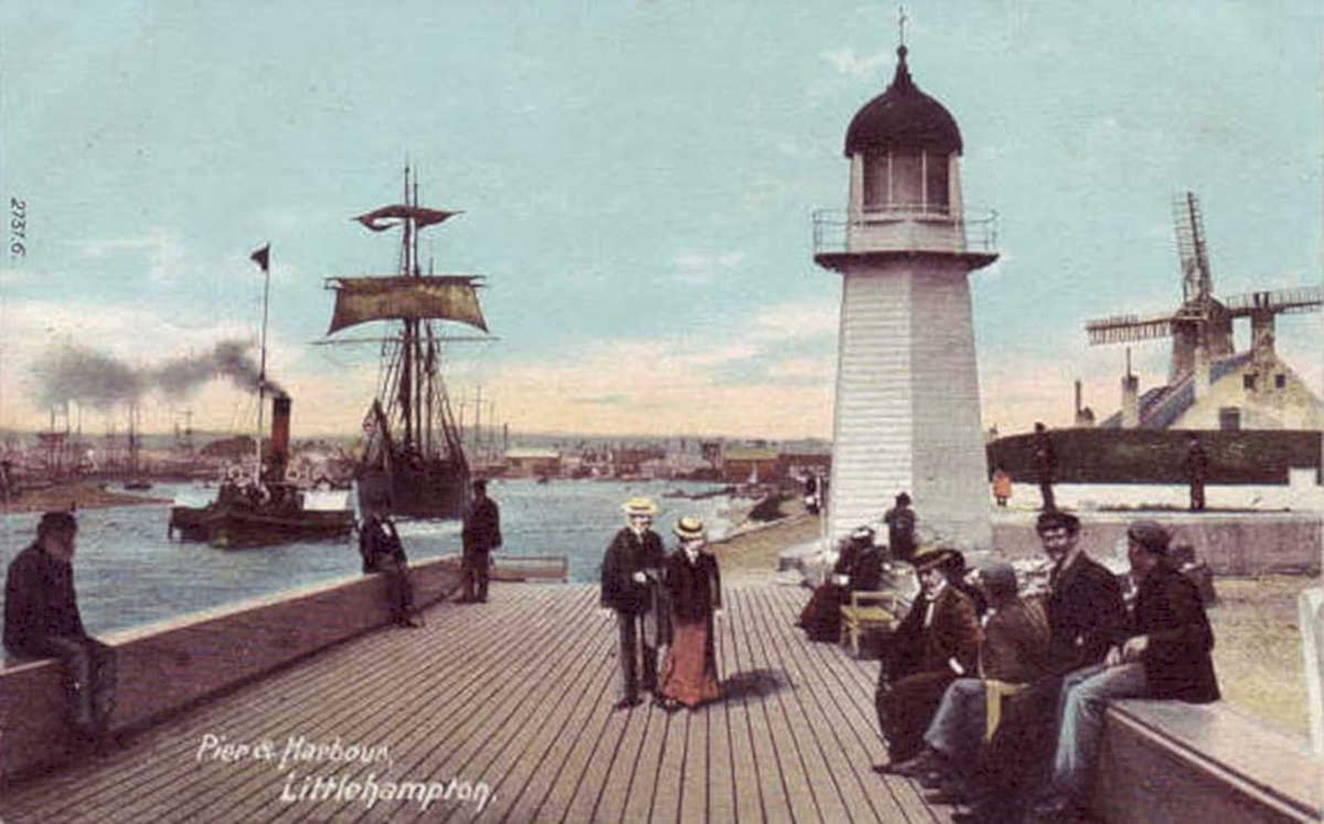 littlehampton pier harbourVintage 1880s 1900s A4 Photo Print