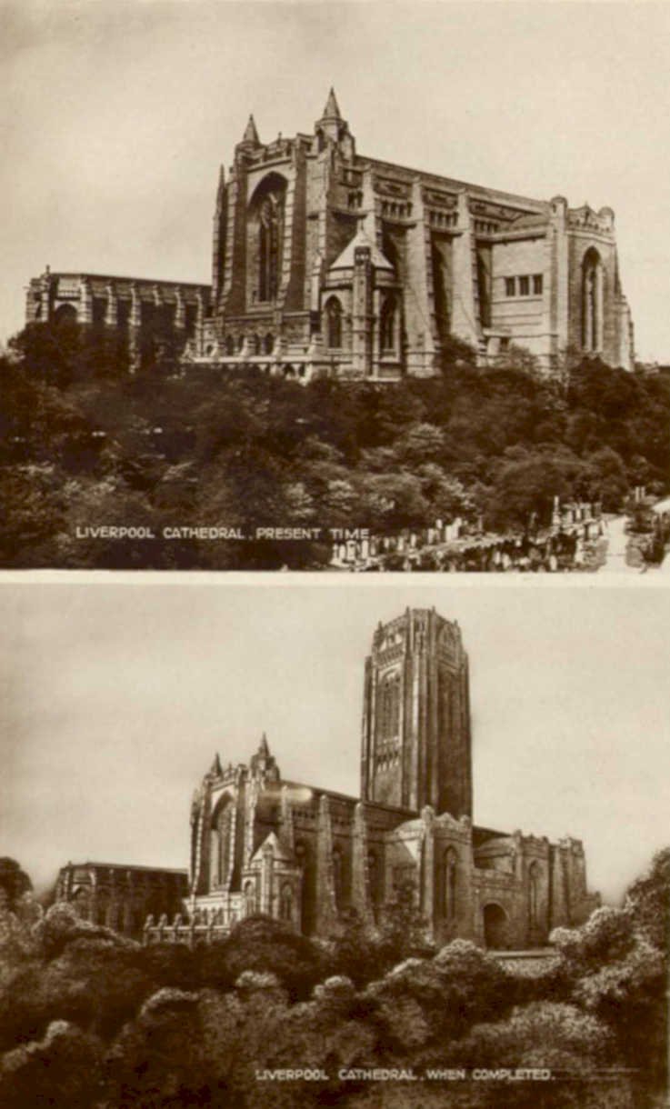liverpool cathedral presentVintage 1880s 1900s A4 Photo Print