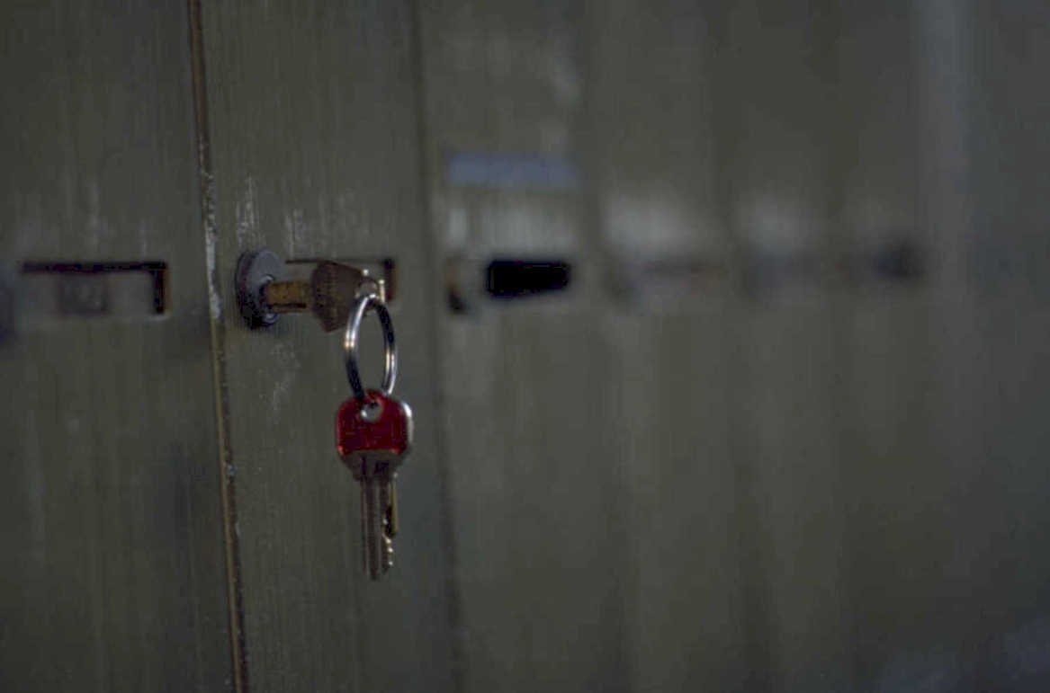 locked metal locker 1980s 1990s A4 Photo Print